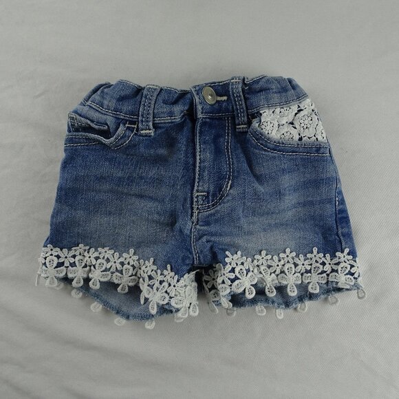 Wonder Nation Girl Youth Jean Short with Lace Flowers Size 3T - Picture 1 of 8